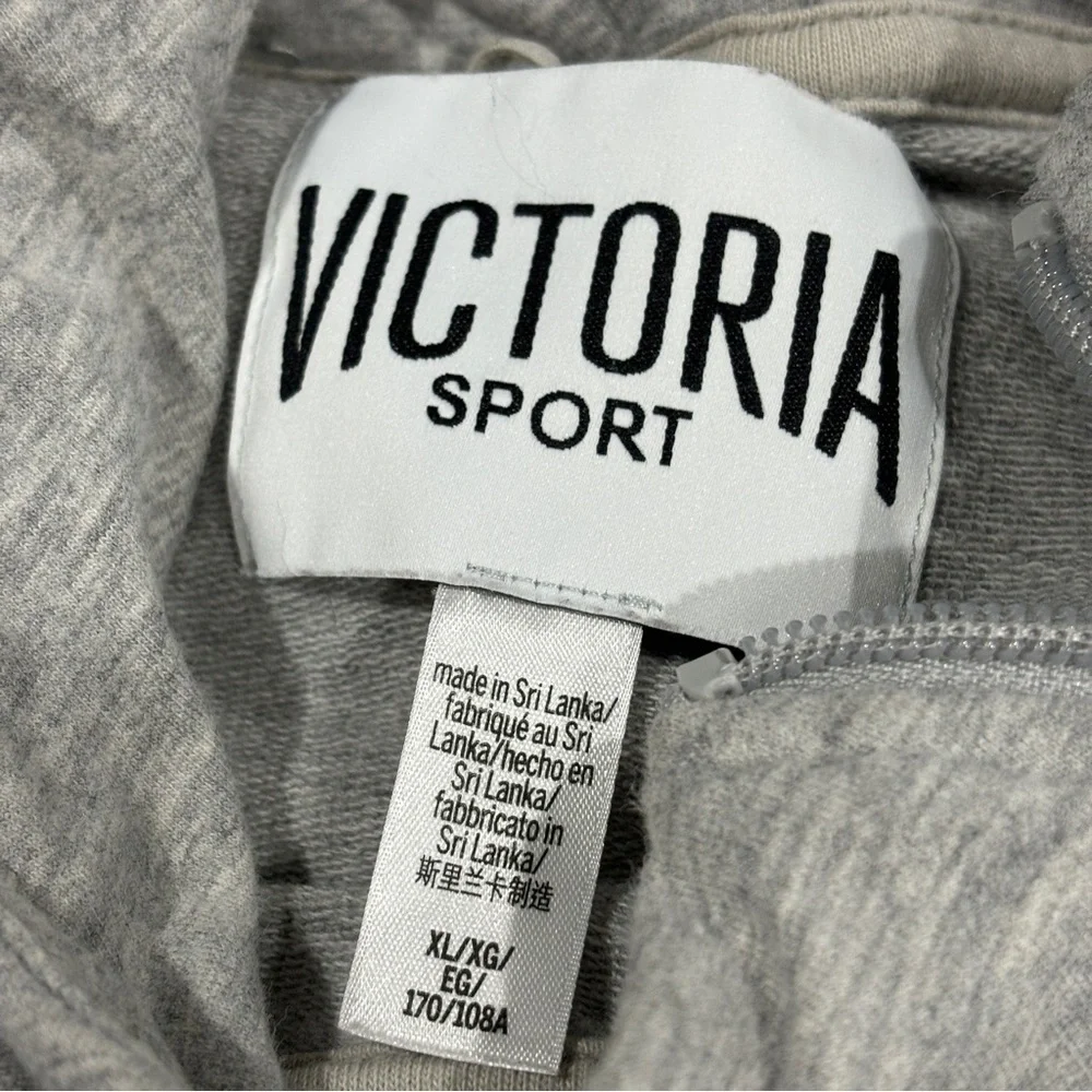Victoria's Secret SPORT Hoodie Sweatshirt Spell out Logo on Sleeve Gray SZ XL - Picture 3 of 14
